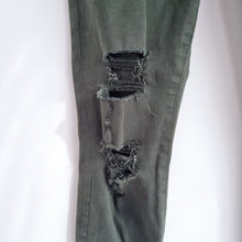 Load image into Gallery viewer, J Brand Skinny Jeans Khaki Green 23 XS Distressed Alana Ripped Mid Rise Stretch
