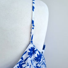 Load image into Gallery viewer, M&amp;S Pure Linen Cami Top UK 20 Floral Print Blue White Summer Vest Tank Cruise
