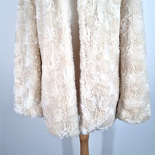 Load image into Gallery viewer, M&amp;S Faux Fur Coat Per Una Jacket Cream Beige Lined Hook &amp; Eye Evening Medium
