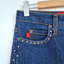 Load image into Gallery viewer, NYDJ Tummy Tuck Jeans Rhinestone Embellished Bootcut Dark Blue High Rise UK 14
