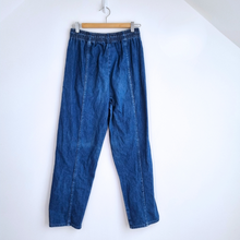 Load image into Gallery viewer, Vintage St Michael Jeans Joggers Mum Dark Blue High Rise 80s Elasticated Waist 8
