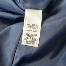 Load image into Gallery viewer, M&amp;S Lightweight Hooded Raincoat Jacket Medium Navy Blue Removable Parka Pockets
