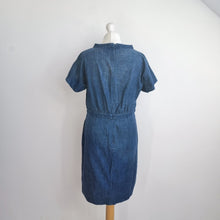 Load image into Gallery viewer, COS Denim Dress Shift 12 Dark Blue 100% Cotton Pockets Work Knee Length Office
