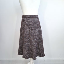 Load image into Gallery viewer, M&amp;S Textured A Line Skirt UK 14 Brown Midi Smart Work Office Classic Flared
