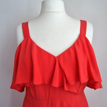 Load image into Gallery viewer, Monsoon Coral Cocktail Dress NEW Size 16 Could Shoulder Frills Lined Midi Party
