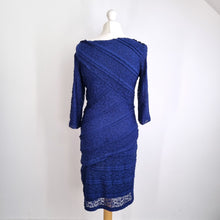 Load image into Gallery viewer, Reiss Lace Bodycon Dress UK 12 Navy Blue Ruched Occasion Evening Knee Length
