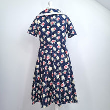 Load image into Gallery viewer, Hell Bunny Dress Floral Print 2XL Navy Blue Sailor Retro 50s Revival Stretch
