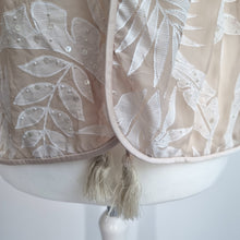 Load image into Gallery viewer, Jacques Vert Open Blouse UK 18 Cream Devore Leaf Pattern Shrug Bolero V Neck

