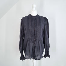 Load image into Gallery viewer, ME+EM Blouse Black Lace Detail Mock Neck Victoriana Long Sleeves Gothic Cotton 8

