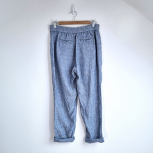 Load image into Gallery viewer, White Stuff Trousers 100% Linen 10 Light Blue Pleated Elastic Waist High Rise
