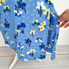 Load image into Gallery viewer, Finery Midi Tea Dress Blue 16 Floral Print Long Sleeves Pastel Work Occasion
