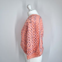 Load image into Gallery viewer, Handmade Crochet Cardigan Cropped Overized Chunky Knit Boxy Peach Pink 10 12 14
