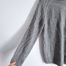 Load image into Gallery viewer, Joe Browns Mens Jumper Large Grey Cable Knit Chunky Roll Neck Sweater Wool Blend
