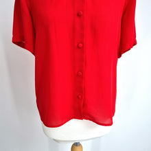 Load image into Gallery viewer, Vintage St Michael Blouse Bright Red Peter Pan Collar UK 12 Fits 8 10 Shirt 80s
