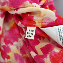 Load image into Gallery viewer, Whistles Blouse 100% Silk Pink Yellow Abstract Print Short Sleeves Top Bright 10
