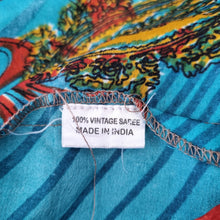 Load image into Gallery viewer, All About Audrey Dress Recycled Saree Maxi Blue Paisley Kaftan Vintage India M L
