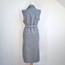 Load image into Gallery viewer, Sleeveless Belted Duster Jacket Waistcoat Grey Midi Pockets Trenchcoat One Size
