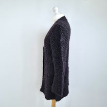 Load image into Gallery viewer, Peruvian Connection Cardigan Alpaca Pima Cotton Black Fluffy Buttons Knit Medium
