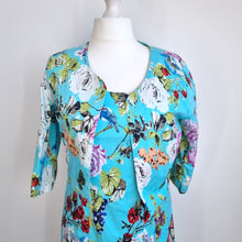 Load image into Gallery viewer, Pomodoro Outfit Dress Jacket Turquoise Floral Cotton Mother Bride Occasion 16

