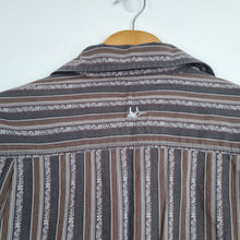 Load image into Gallery viewer, Mantaray Men&#39;s Shirt Brown Striped 100% Cotton Folk Casual Hippie Top Medium
