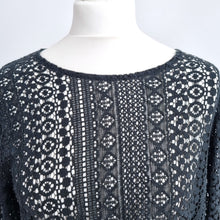 Load image into Gallery viewer, Made in Italy Blouse Lace 100% Cotton Black One Size Flare Sleeves Top Boho Goth

