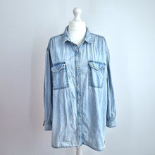 Load image into Gallery viewer, Next Denim Shirt Tunic XXL Light Blue Wash Longline Pearl Snap 100% Cotton Jean
