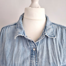 Load image into Gallery viewer, Next Denim Shirt Tunic XXL Light Blue Wash Longline Pearl Snap 100% Cotton Jean
