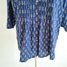 Load image into Gallery viewer, East Blouse Block Print Blue Floral Indian Boho Cotton Smock Tunic Artisan 16
