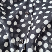 Load image into Gallery viewer, Vintage Jaeger Blouse Polka Dot Black White Shirt 80s Faux Silk Top Print 12
