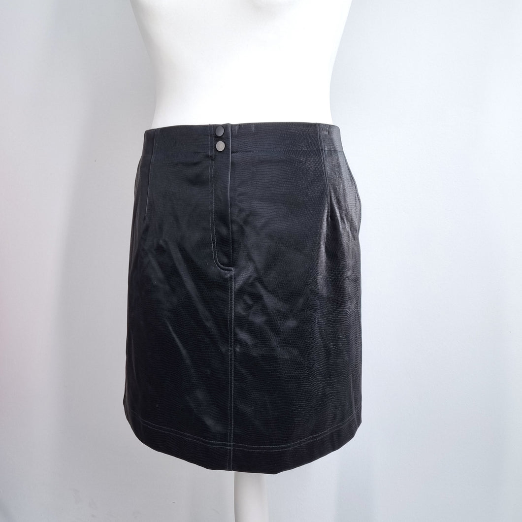 Oliver Bonas Mini Skirt Size 18 NEW Black Faux Snake Leather Pockets Lined Party