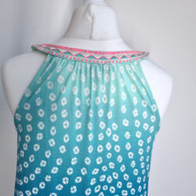 Load image into Gallery viewer, Monsoon Maxi Dress Jersey Small Ombre Blue Summer Pattern Holiday Cruise Grecian
