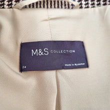 Load image into Gallery viewer, M&amp;S Blazer Jacket Check Plaid Wool Blend Grey Lined Coat Work Double Breast 24
