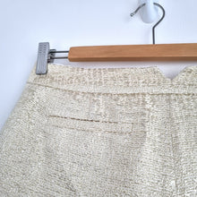 Load image into Gallery viewer, Ted Baker Gold Shorts Size 1 UK 8 Cream Tweed Tailored Party Sparkly High Waist
