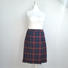 Load image into Gallery viewer, Vintage Essentials Tartan Skirt UK 18 16 14 Pleated Kilt Check Wrap Blue Red
