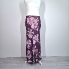 Load image into Gallery viewer, Long Tall Sally Skirt Maxi 16 18 Bias Cut Fit &amp; Flare Purple Floral Print Lined
