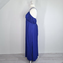 Load image into Gallery viewer, NEW Anthropologie Maxi Dress Halter Side Slit Blue Occasion Crinkle Plus 1XL
