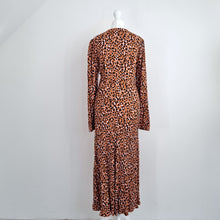 Load image into Gallery viewer, M&amp;S x Ghost Tea Dress Midi Leopard Print Brown Button Down Long Sleeves NEW 8
