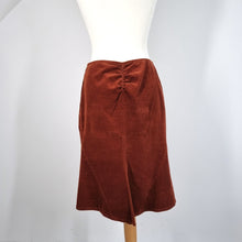 Load image into Gallery viewer, Joseph Corduroy Skirt Brown Knee Length Fit Flare Ruching Cotton Tan Medium
