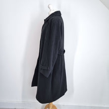 Load image into Gallery viewer, Vintage Coat Wool Camel Hair Blend UK 14 Oversized Black Classic Winter Long
