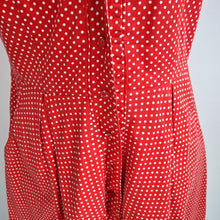 Load image into Gallery viewer, Laura Ashley Dress Red Polka Dot Pockets Button Down Cotton Lined Retro 50s 12
