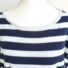 Load image into Gallery viewer, Next Striped Knit Top UK Small Navy White Fine Oversized Jumper Cotton Breton
