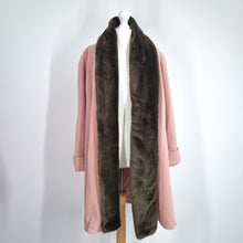 Load image into Gallery viewer, Vintage St Michael Wool Coat UK 12 Pink Faux Fur Collar 90s Oversized Pockets
