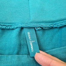 Load image into Gallery viewer, Seasalt Cornwall Skirt 100% Linen UK 10 Castle Garden Teal Blue Pockets Tulip
