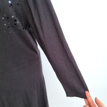 Load image into Gallery viewer, Monsoon Jumper Dress Sequins Black Large Long Sleeves A Line Knitted Party Knee
