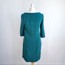 Load image into Gallery viewer, Boden Shift Dress Teal Green UK 10 Textured Smart Work Pockets Knee Length
