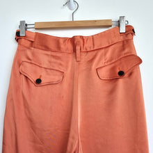 Load image into Gallery viewer, Joseph Satin Trousers Pleated Dress Pants Orange Dean Liquid Work UK 6 EU 34
