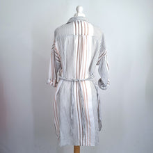 Load image into Gallery viewer, Principles Shirt Dress White 16 100% Cotton Striped Long Sleeves Beach Cover Up
