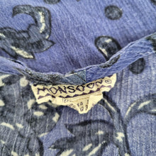 Load image into Gallery viewer, Vintage Monsoon Top Indian Block Print Blue Button Down Floral Boho Hippie 12 14
