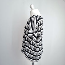 Load image into Gallery viewer, Kew 100%  Linen Top Black White Striped Size XL Slouchy T-shirt Casual Breton
