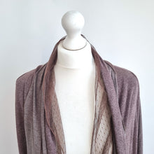 Load image into Gallery viewer, Lily J Waterfall Cardigan Brown Tulle Detail Jersey Cotton Blend Casual S M
